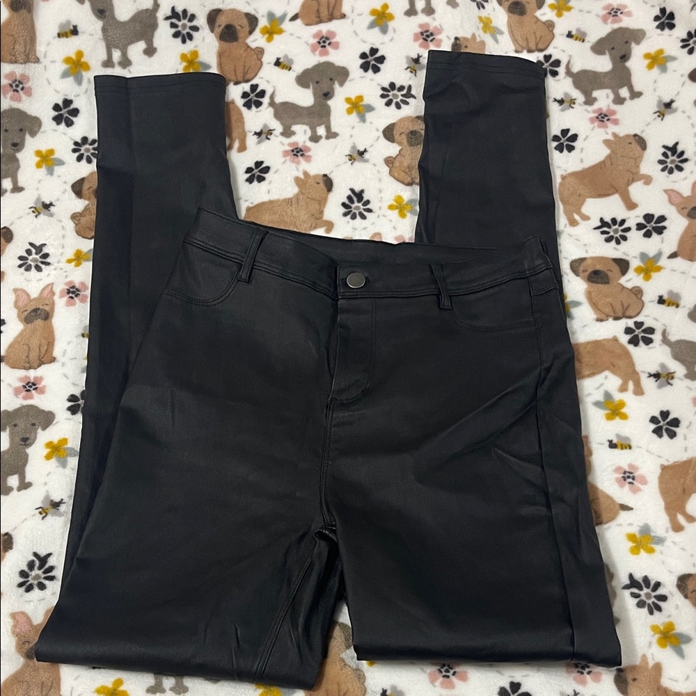 Windsor Black  leather Skinny Jeans for Women